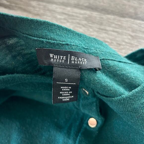 White House Black Market Green Button Cardigan Long Sleeve Crew Soft Knit GUC - Picture 3 of 10